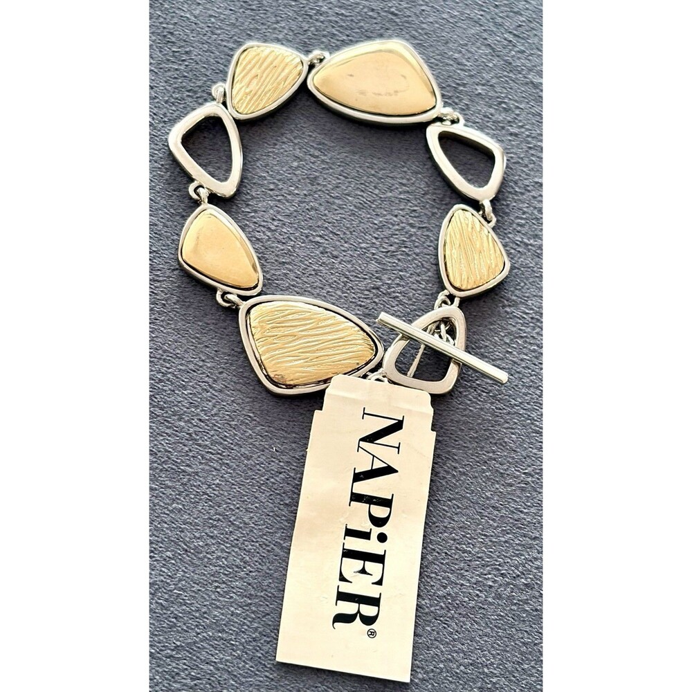 Vintage Napier Two-Tone Gold/Silver Asymmetrical Toggle Bracelet - NWT